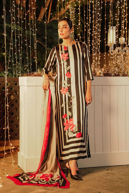 Lulusar Black Printed Silk Collection Replica