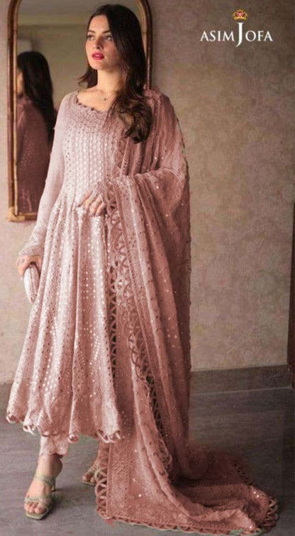 Asim Jofa Pink Chiffon Bridal Collection Replica