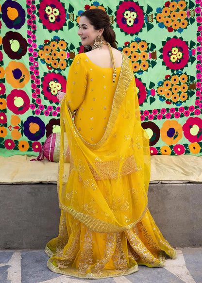 Nirshan Yellow Organza Bridal Collection Replica