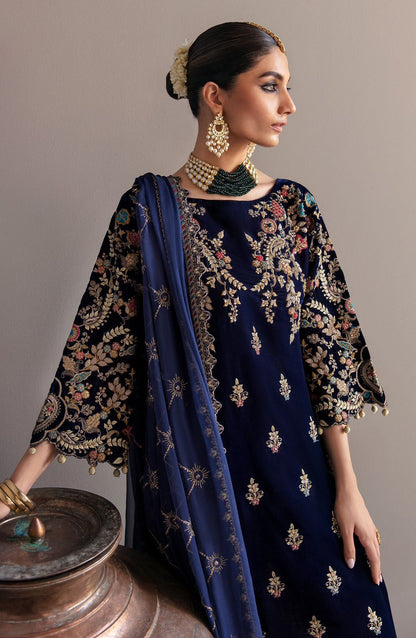 Emaan Adeel Navy Blue Velvet Formal Collection Replica