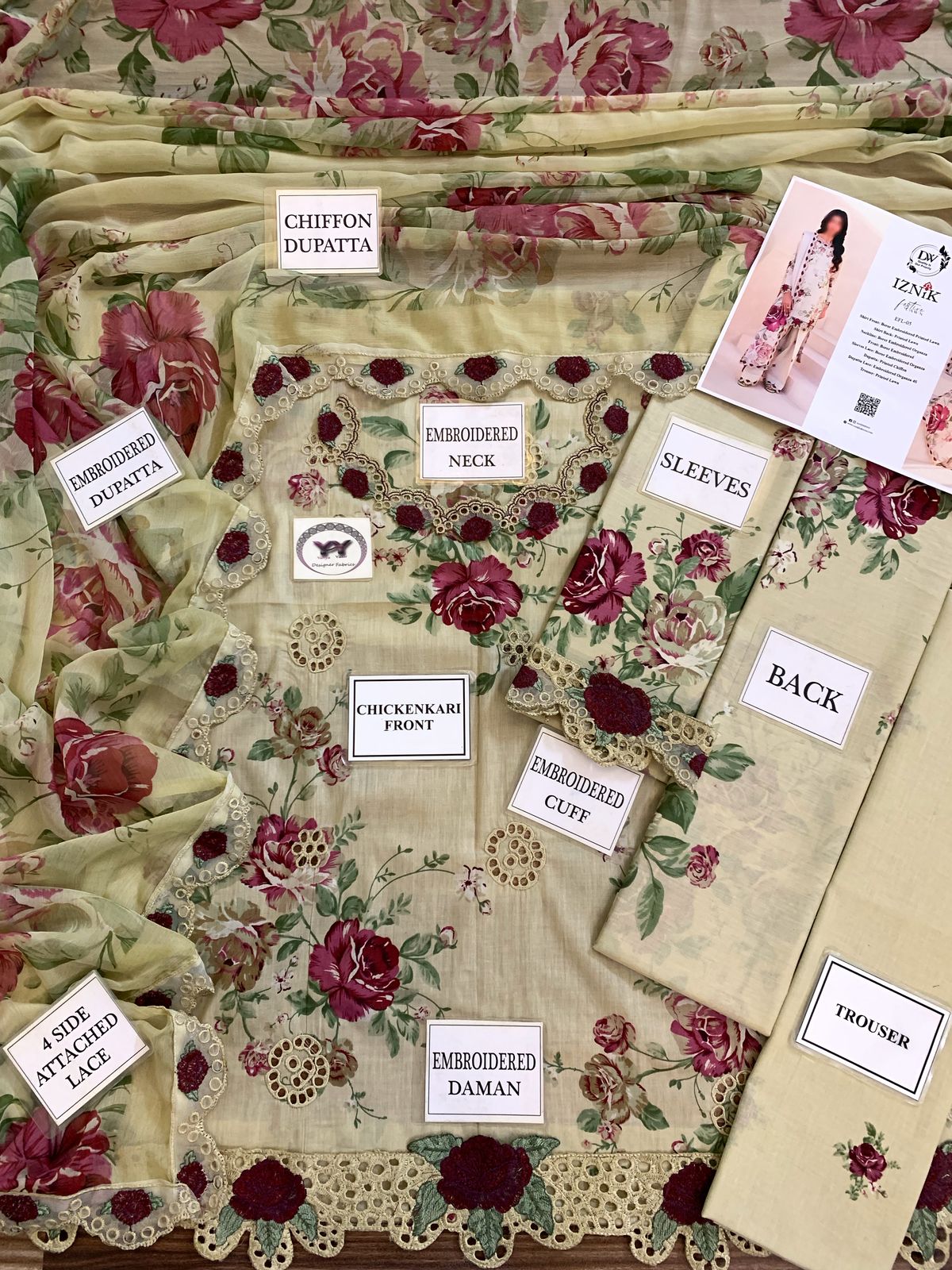 Iznik White & Floral | Printed Lawn Collection Replica