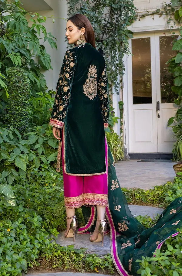 Zainab Chottani Green Velvet Formal Collection Replica