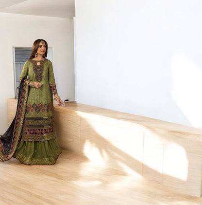 Asim Jofa Green Organza Formal Collection Replica