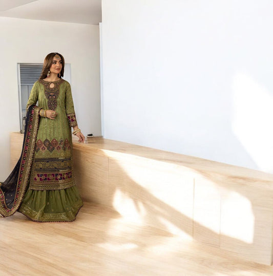 Asim Jofa Green Organza Formal Collection Replica