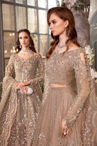 Maria B Gold Embroidered Formal Organza Collection Replica