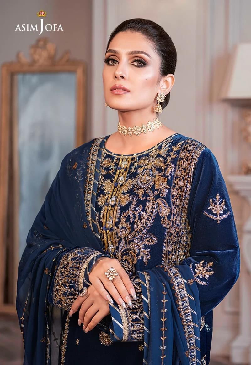 Asim Jofa Blue Velvet Formal Collection Replica