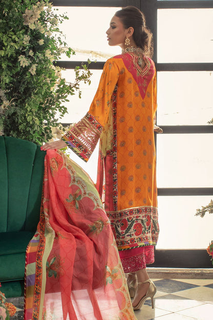 Anas Abrar Orange Printed Silk Collection Replica