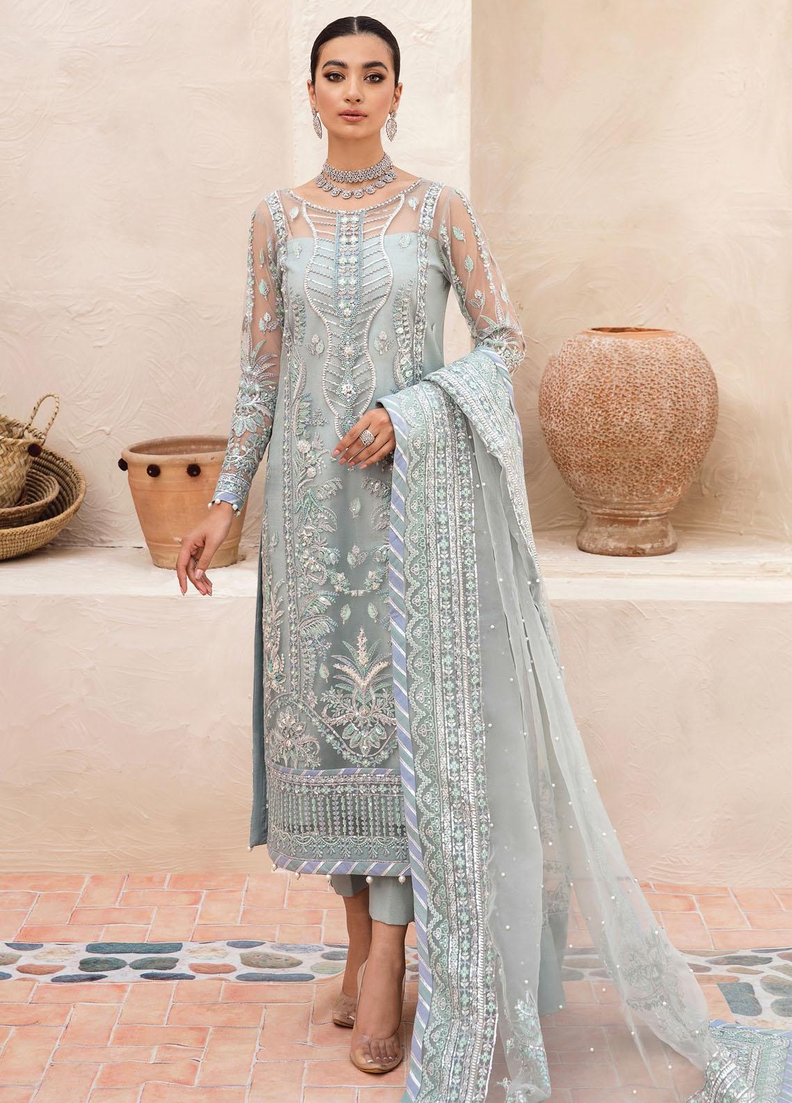 Gulaal Sky Blue Organza Bridal Collection Replica