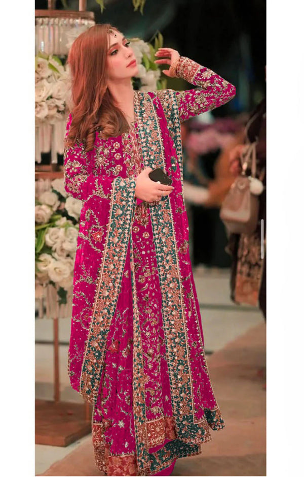HARIS SHAKEEL RAW SILK SHAYNA – SHOCKING PINK