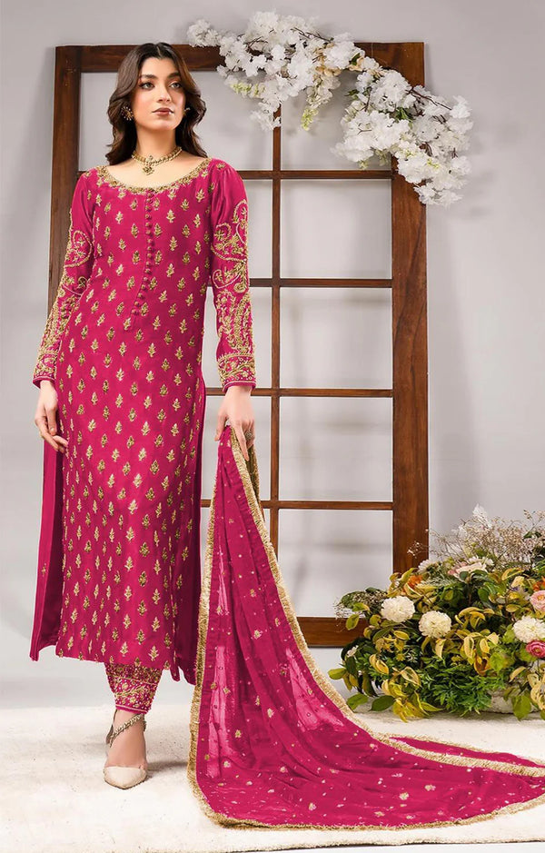 Ahmad Sultan Raw Silk Outfit – Hot Pink
