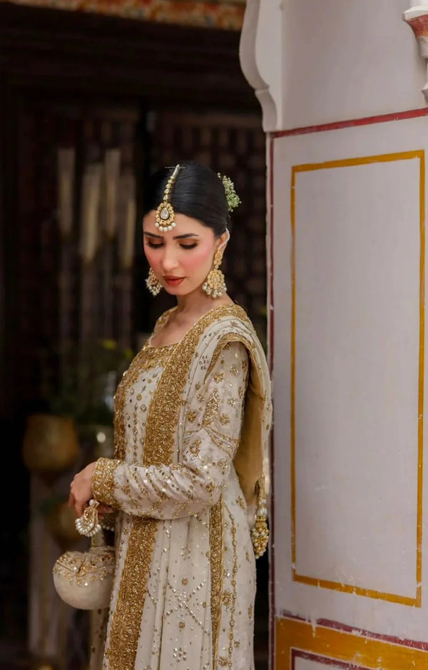 HARIS SHAKEEL TESSEL SILK IVORY GOLD