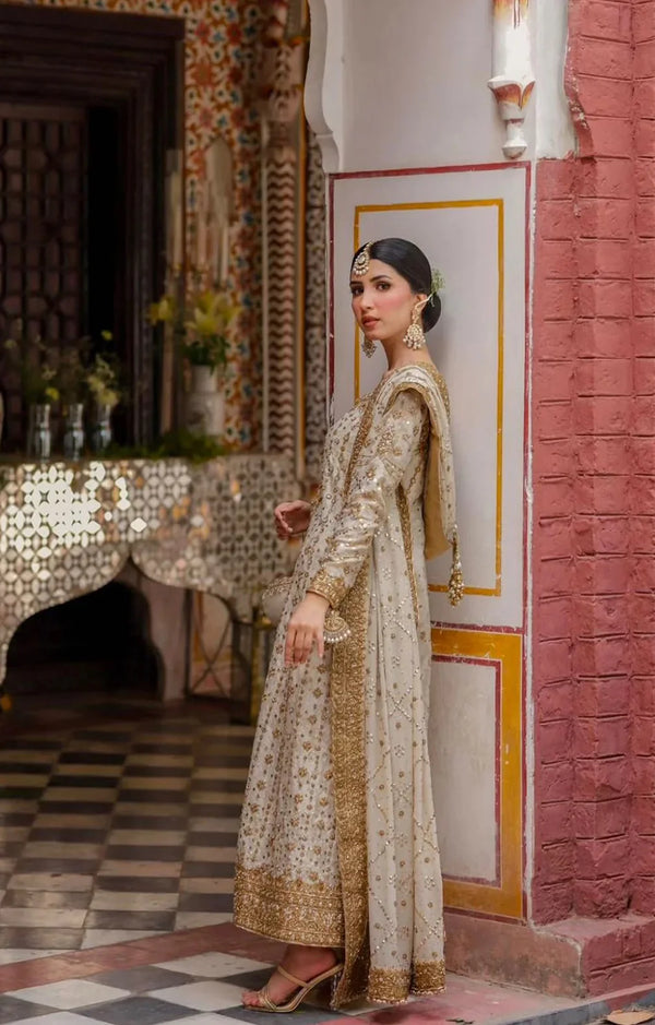 HARIS SHAKEEL TESSEL SILK IVORY GOLD