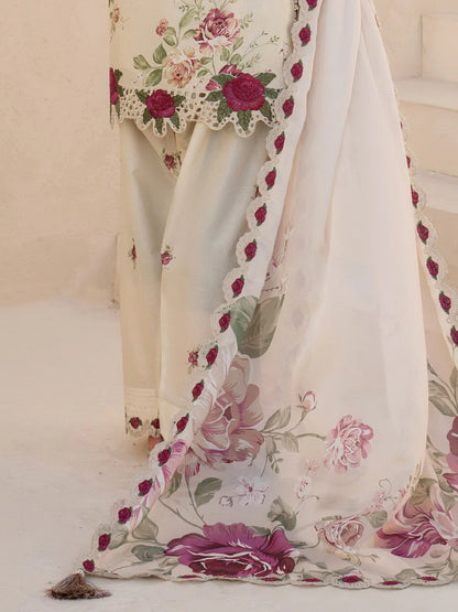 Iznik White & Floral | Printed Lawn Collection Replica