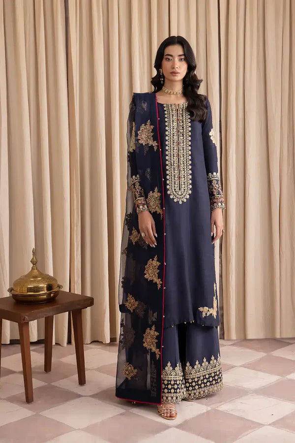 Iznik Navy Blue Chiffon Formal Collection Replica