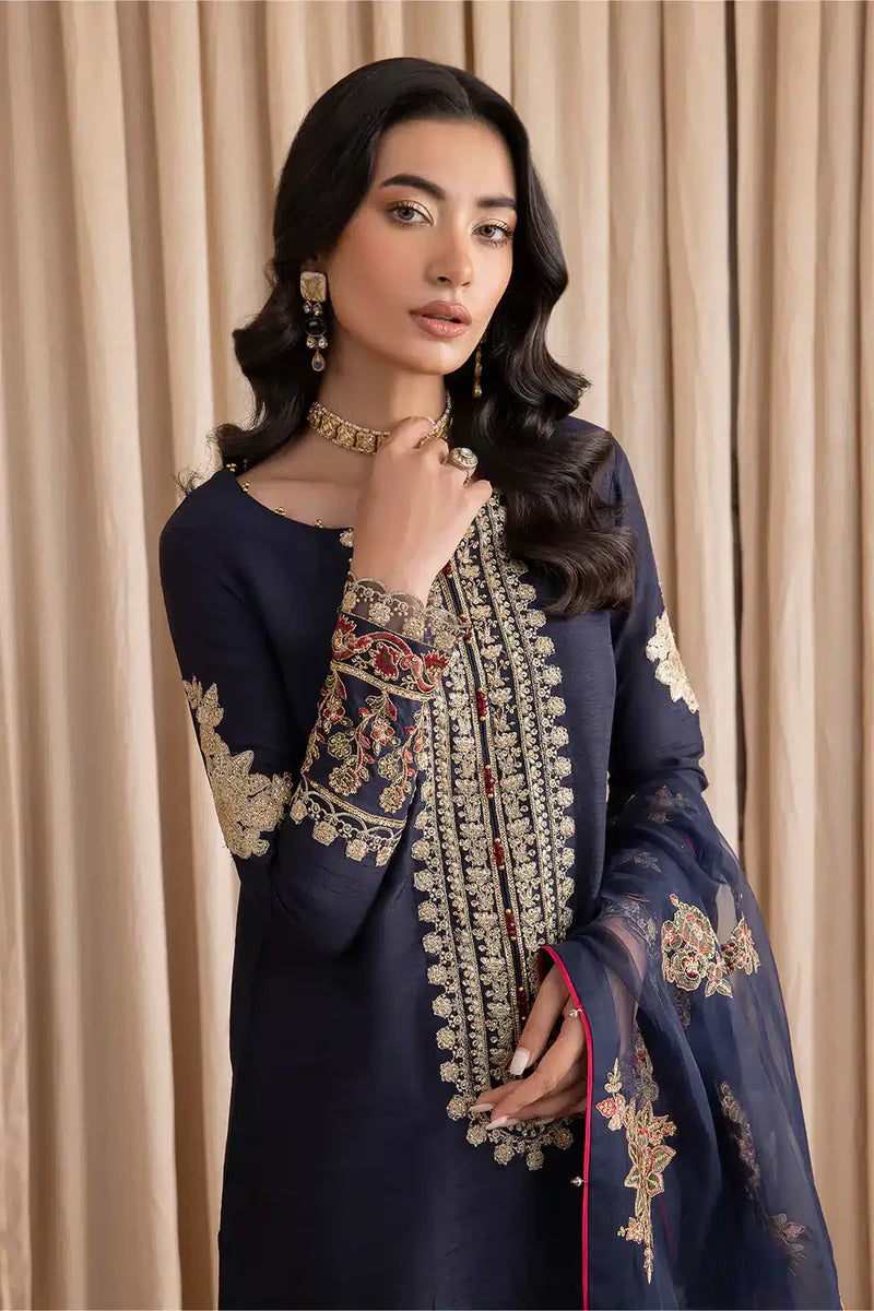 Iznik Navy Blue Chiffon Formal Collection Replica