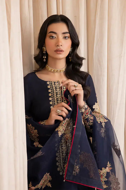 Iznik Navy Blue Chiffon Formal Collection Replica