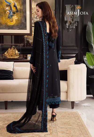 Asim Jofa Black Embroidered Chiffon Collection Replica