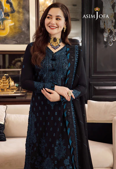 Asim Jofa Black Embroidered Chiffon Collection Replica