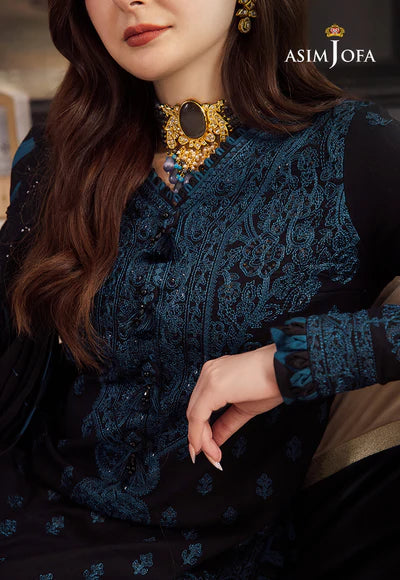 Asim Jofa Black Embroidered Chiffon Collection Replica