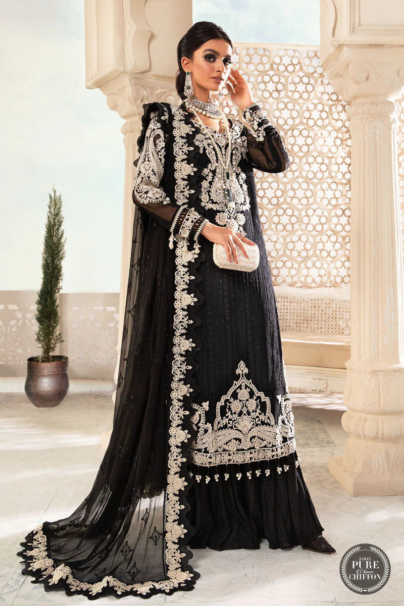 Maria B Black Chiffon Formal Collection Replica