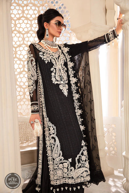 Maria B Black Chiffon Formal Collection Replica