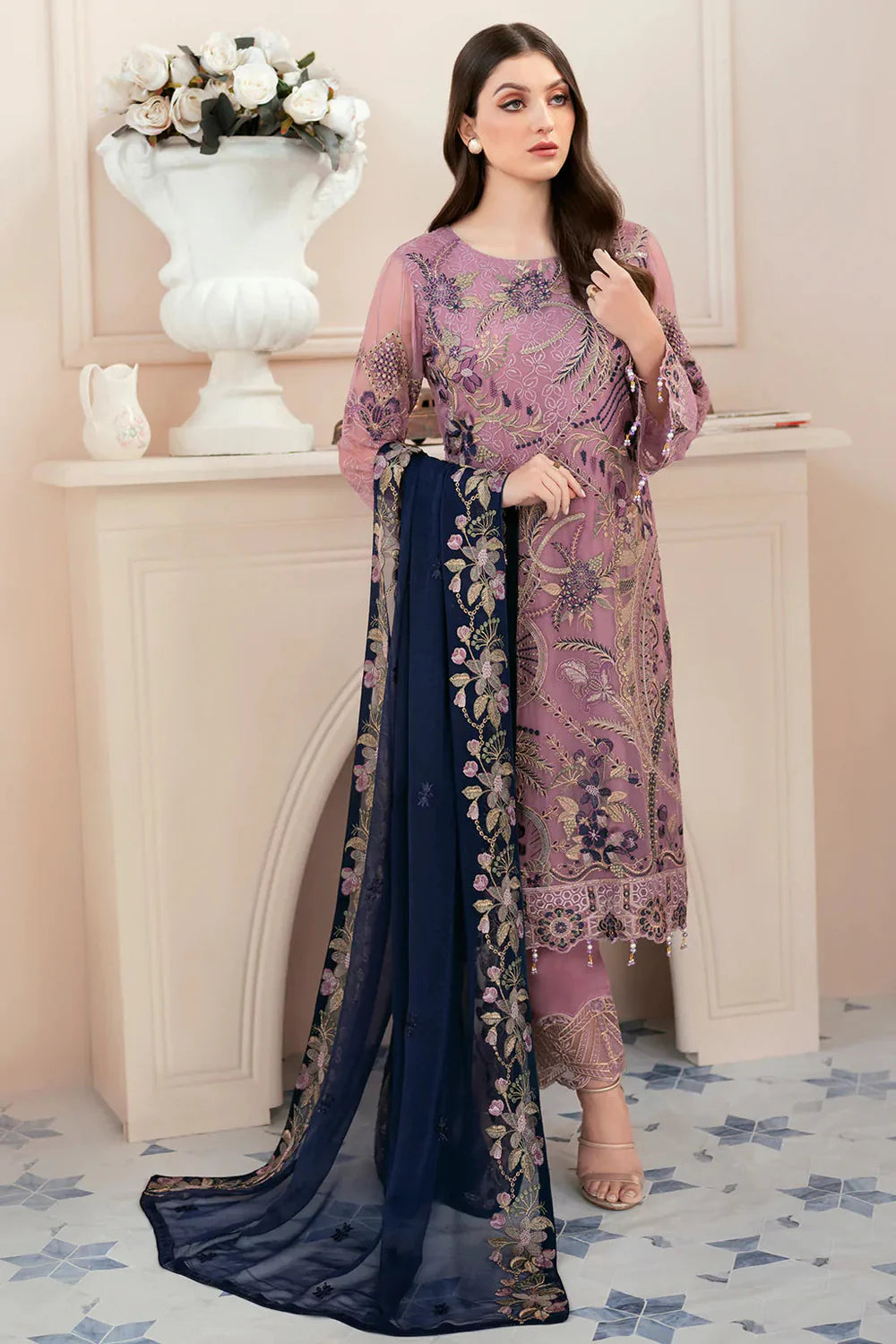 Ramsha Pink Organza Formal Collection Replica