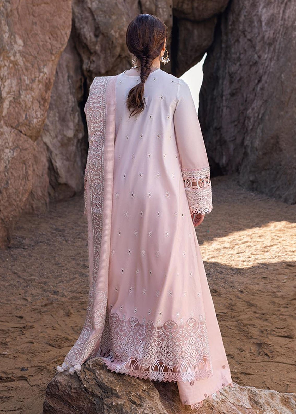 Qalamkar | Light Pink - Luxury Lawn Chikankari Collection Replica