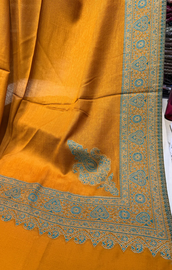 Mustard Wool Shawl – Kashmiri Edition