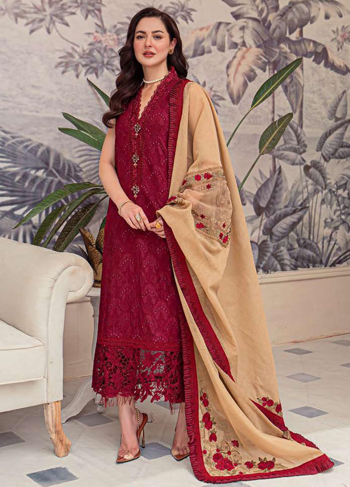 Zarqash Maroon Luxury Chikankari Lawn Collection Replica